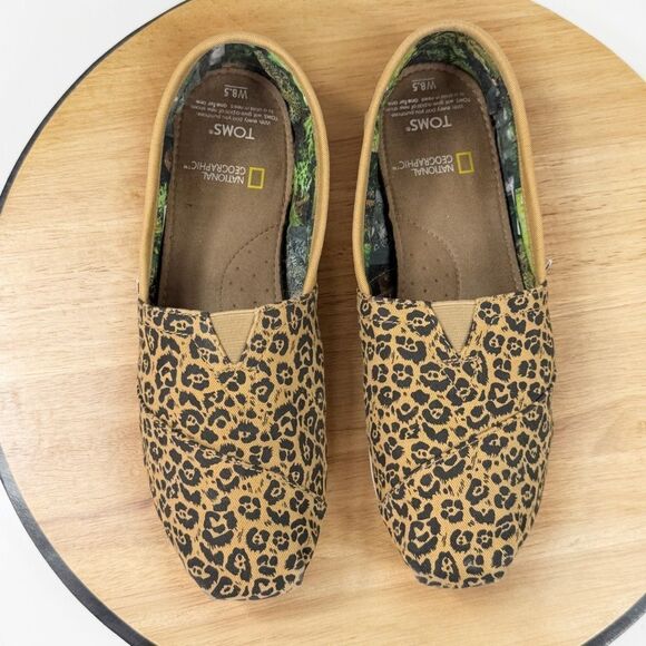 TOMS National Geographic Alpargata Leopard Print Slip On Shoes Tan 8.5 - Picture 12 of 12